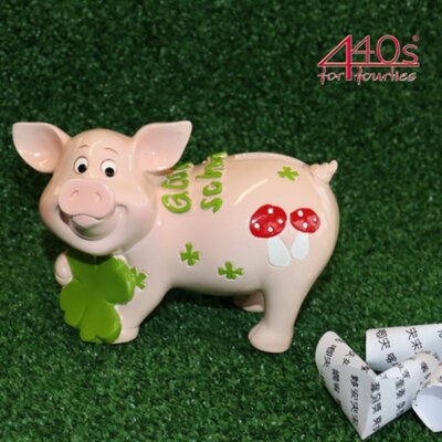 Gift-Company Kleeblatt-Sparschweini GLÜCK Größe S | GC-75665