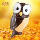 Tangoo Keramik-Vogel Eule dunkelbraun mit schwarz-weißen...