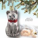 INGE-GLAS Weihnachts-Hänger Schmuse-Kätzchen grau