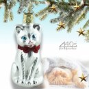INGE-GLAS Weihnachts-Hänger Schmuse-Kätzchen weiß