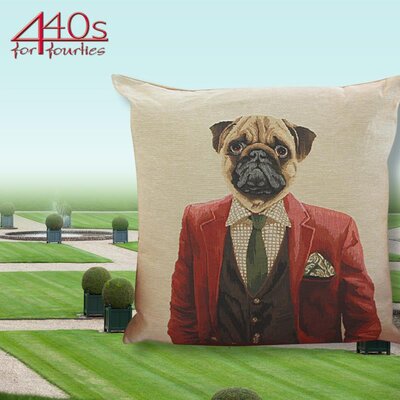 Mars & More Gobelin Kissen Mops in rotem Blazer ca. 45 x...