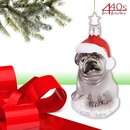 INGE-GLAS Weihnachts-Hnger Mops mit Nikolausmtze