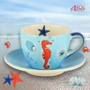 Mila Keramik Cappuccino-Tasse mit Untere Save the Ocean |...