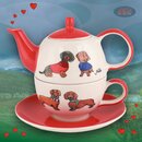 Mila Keramik Tee-Set Tea for One Dackelfreunde | MI-99303