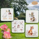 Wrendale Designs 4-teiliges Glas-Untersetzer-Set...