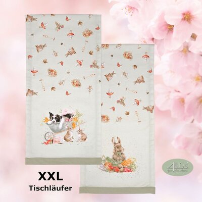 Wrendale Designs XXL Baumwoll-Tischläufer Gartenfreunde...