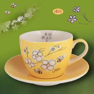 Mila Keramik Cappuccino-Tasse mit Untere Bienenblüte |...