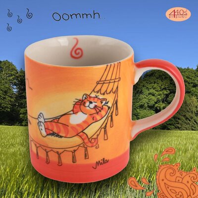 Mila Keramik-Becher Oommh Katze Ruhepause | MI-80306