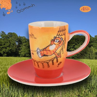 Mila Keramik Espresso-Tasse mit Untere Oommh Katze...