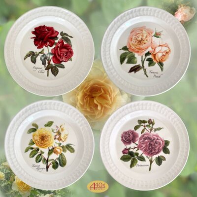 Portmeirion Keramik Speiseteller 4er Set Botanic Roses...