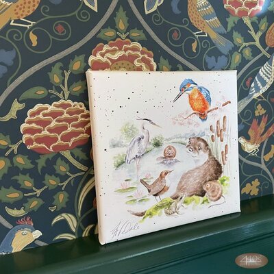 Wrendale Designs Bild Druck auf Leinwand Otter, Eisvogel...